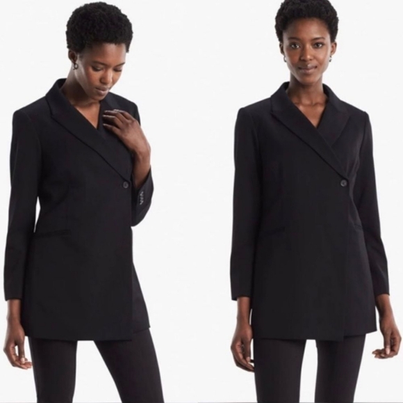 MM LaFleur Black Twill Blazer Business Office Tamar Longline Jacket Size 16 - Picture 2 of 13